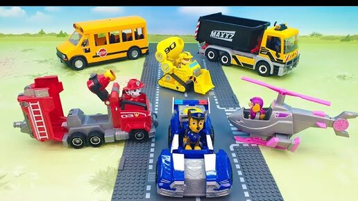 Пожарная и Полицейская машина Грузовик Экскаватор - новые игрушечные видео - police cars for kids.
