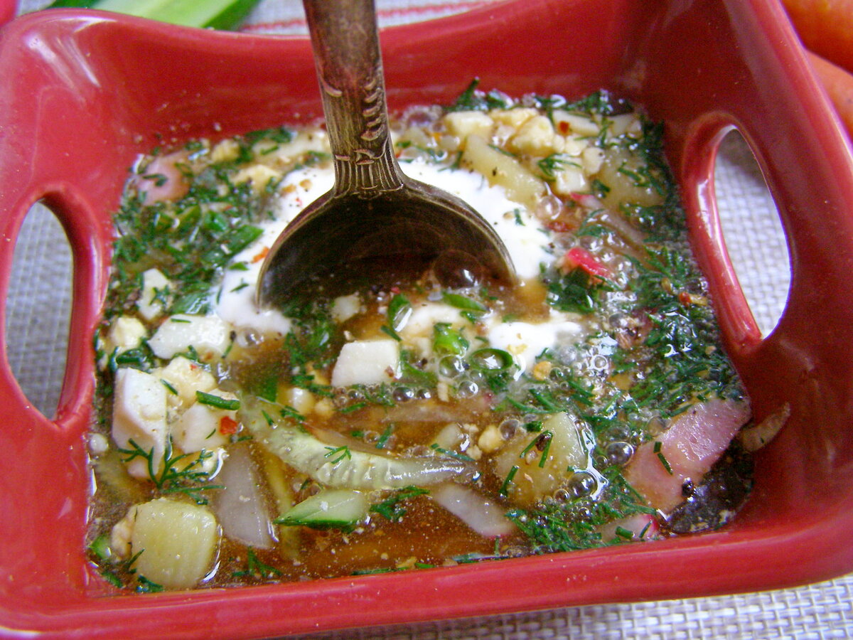 Okroshka with mustard dressing is something!