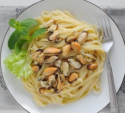 Паста с мидиями и лимоном