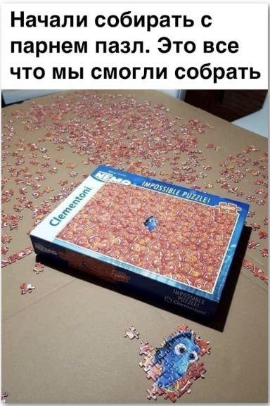 Начали собирать с парнем пазл. Это всё, что мы могли собрать.