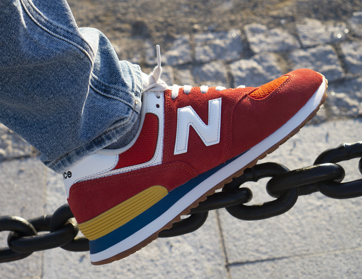 New balance 574 red orange on sale