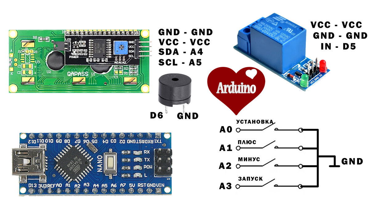Схема сборки простого таймера