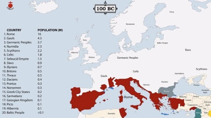 НАСЕЛЕНИЕ СТРАН ЕВРОПЫ В 100-М ГОДУ Н.Э. (пикабу.ру)