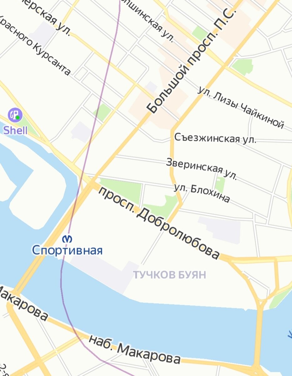 Фрагмент Яндекс карты