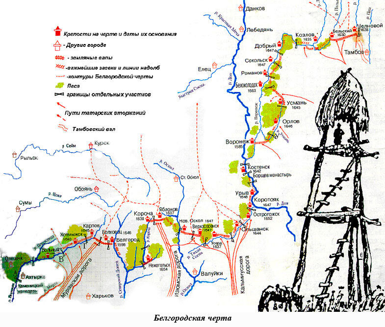 Карта белгородской засечной черты