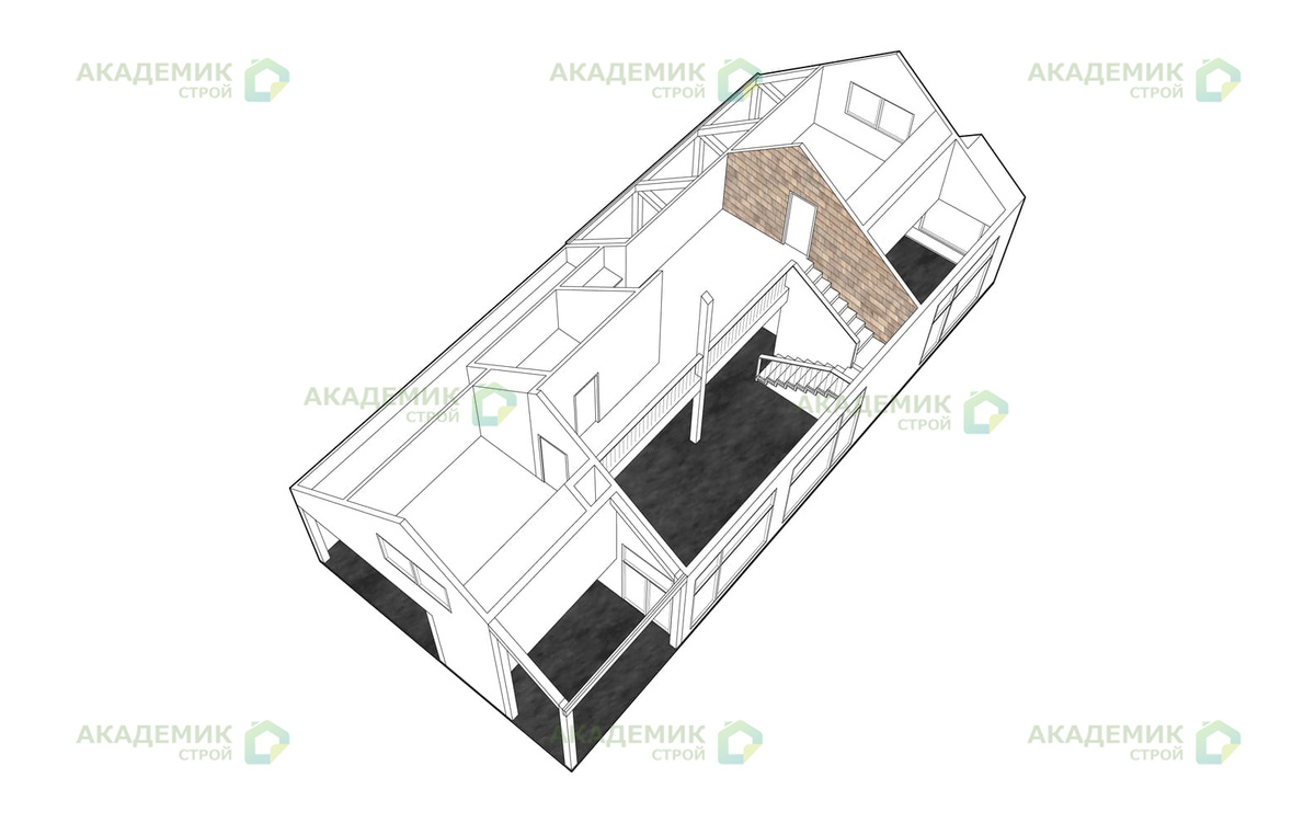 Одноэтажный дом с мансардным этажом в стиле барнхаус площадью 205 м2 по  готовому проекту | Академик Cтрой | Дзен