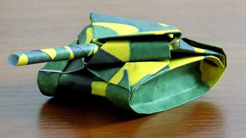 Как сделать танк из бумаги #оригами How to make a tank out of paper # origami