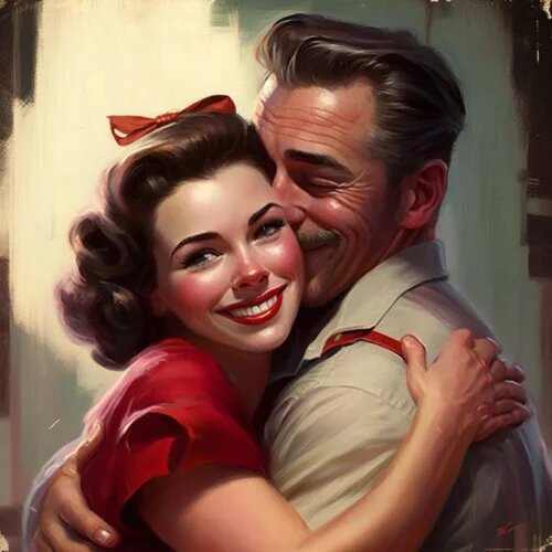 Правильные объятия глазами Midjourney