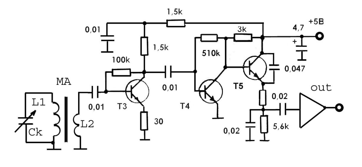 Рис. 1. Приёмник прямого усиления СВ диапазон.