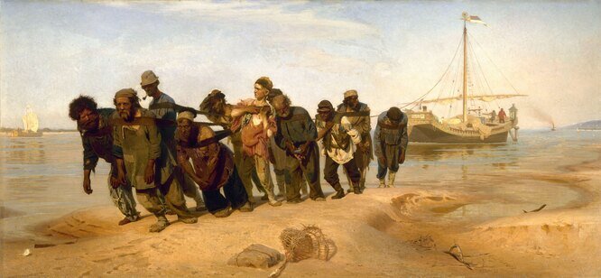 Картина И.Е. Репина «Бурлаки на Волге», 1870-1873 год
