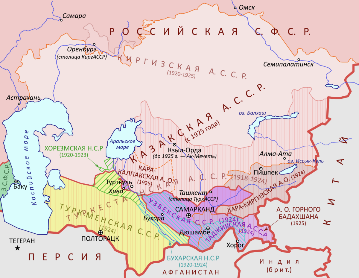 Узбекские территории. Киргизская автономная Социалистическая Советская Республика (1920—1925). Карта средней Азии 1924 года. Карта средней Азии 1925. Карта Киргизии 1924 года.