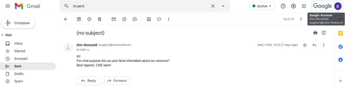   In the screenshots we see the correspondence with the scammers, where they inform that if you need advertising - write, while claiming that the article is true (https://be-top.org/broker/99-brokers/1722-cme-invest). Thus, showing, it doesn't matter whether the representatives of the fraudulent resource write to them or not, they will write anything for money! They also sent our price list from which we observe that it's also possible to promote on social networks, clean up negative and add positive reviews. Each service for a certain cost, respectively.
  На скриншотах видим переписку с мошенниками, где они информируют, что если нужна рекламы - пишите, при этом утверждают, что статья правдивая (https://be-top.org/broker/99-brokers/1722-cme-invest). Тем самым показывая, не важно, представители мошеннического ресурса им пишут или нет, за деньги они напишут что угодно! Также выслали свой прайс лист из которого наблюдаем, что также возможно продвижение в социальных сетях, чистка негативных и добавление положительных отзывов. Каждая услуга за определенную стоимость, соответственно. 