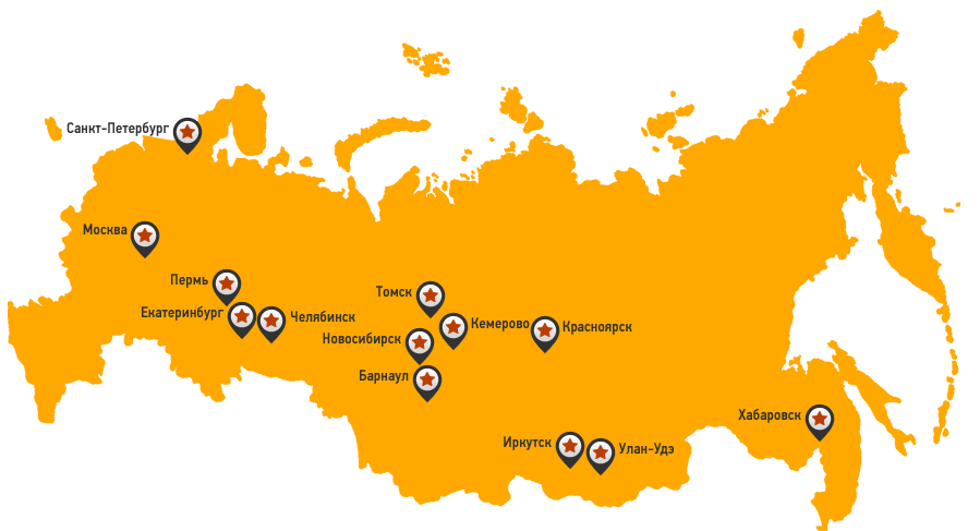Карта с крупными городами