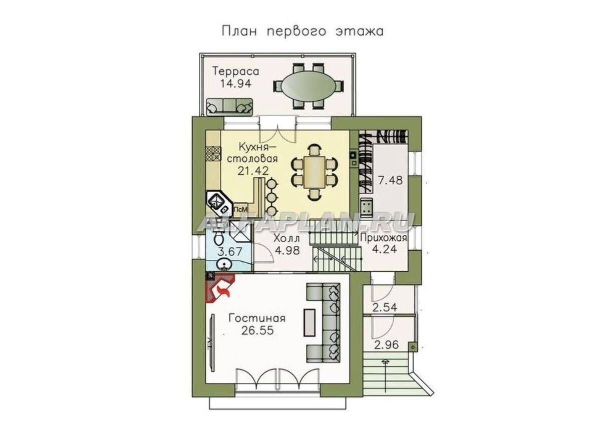 Проект дома 72E-2 «Экспрофессо», 204м2, 3 спальни, гараж, сауна |  Популярные проекты домов Альфаплан | Дзен