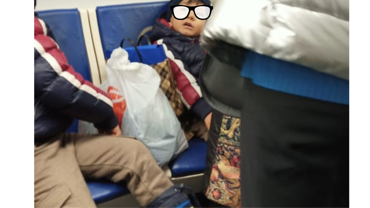 Фото автора. Сделано по грячим следам 08.04.2021 г. в метро на Краснопресненской линии. Как видим, еще и мамины авоськи уместились