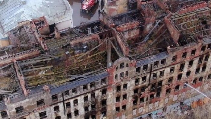 Дом Лялевича после пожара. Источник: ТГ-канал «Разборка Питерская» 