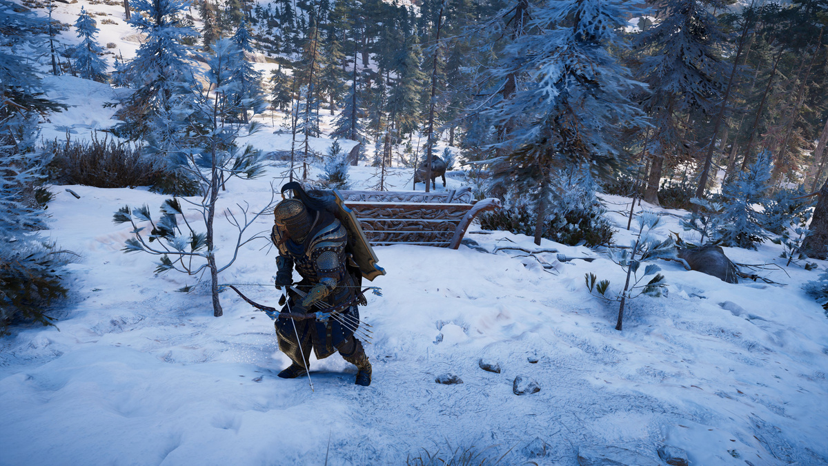 В своих путешествиях Эйвор нашёл настоящие сани. Кто-то сбил "Санту" на взлёте. Авторский скриншот