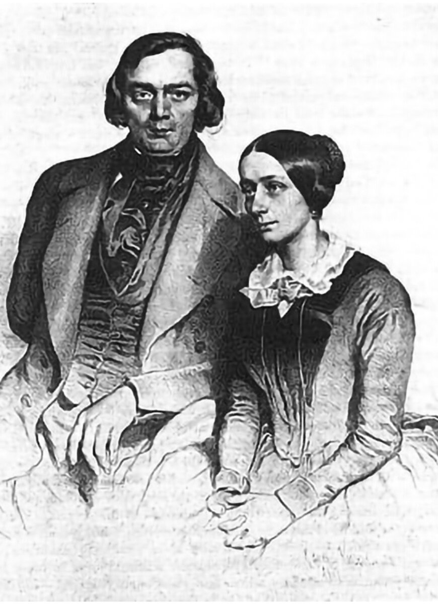 Роберт и Клара Шуман. Литография Эдуарда Кайзера, 1847г