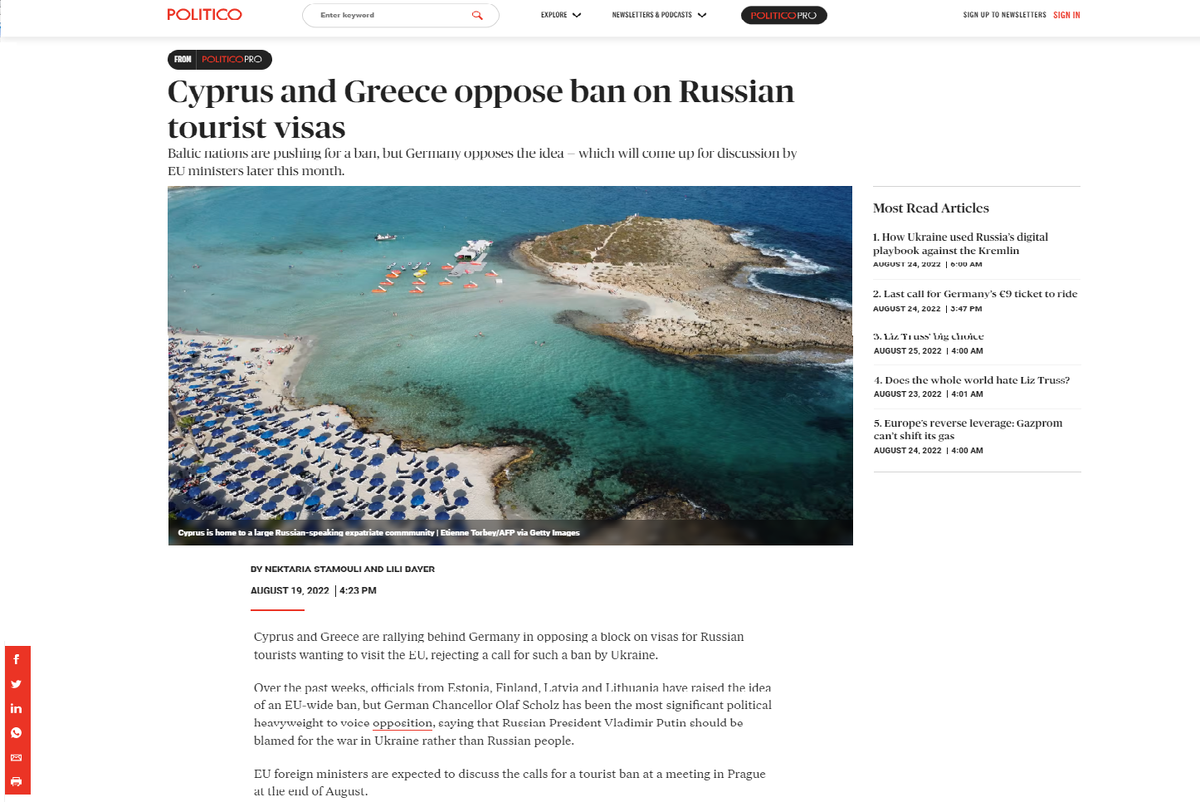 Кипр является домом для большой русскоязычной диаспоры. Этьен Торби/AFP через Getty Images