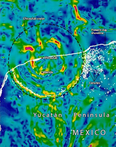 Геофизическая карта кратера Чиксулуб. 
