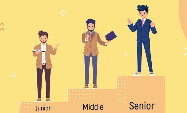  Junior (начинающий), Middle (средний уровень программирования) и Senior  (профессионалы)