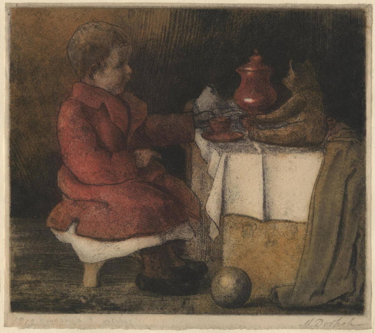 Добров Матвей Алексеевич (1877-1958)  Девочка с куклами. 1919. Собрание Ярославского художественного музея

