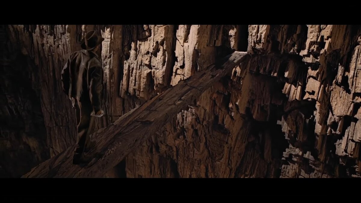 Кадр из фильма Индиана Джонс и последний крестовый поход, Тропа оказалась не более чем умелой иллюзией.