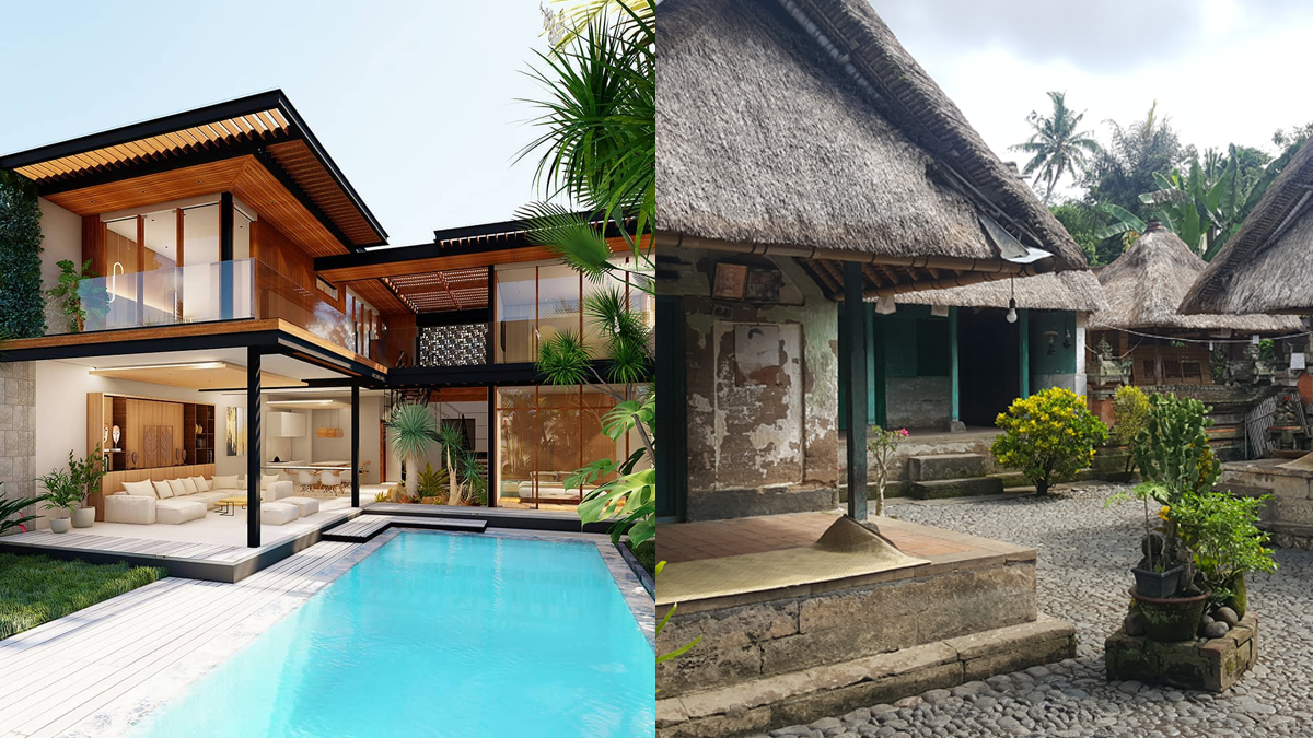 Слева lux-вилла под инвестиции, а справа rumah asli bali - традиционный балийский дом