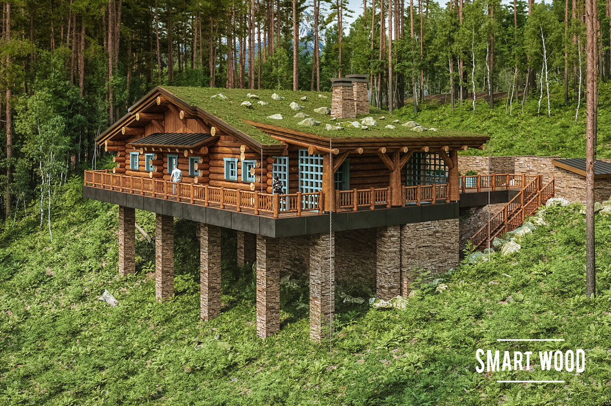 Деревянная баня "Аксаут" в горах