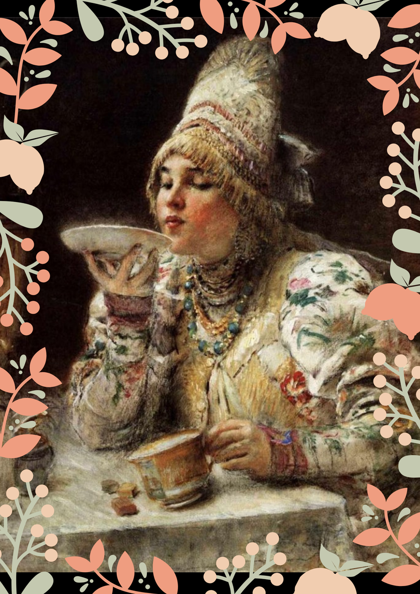 Фото картины Константина Маковского "За чаем"  - фотоколлаж автора