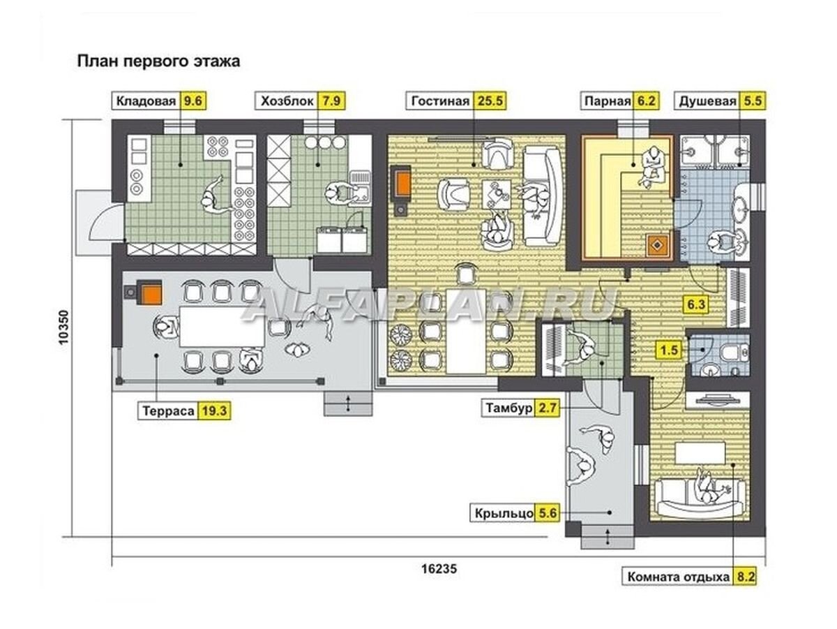 Планировка дома по проекту К-107-1