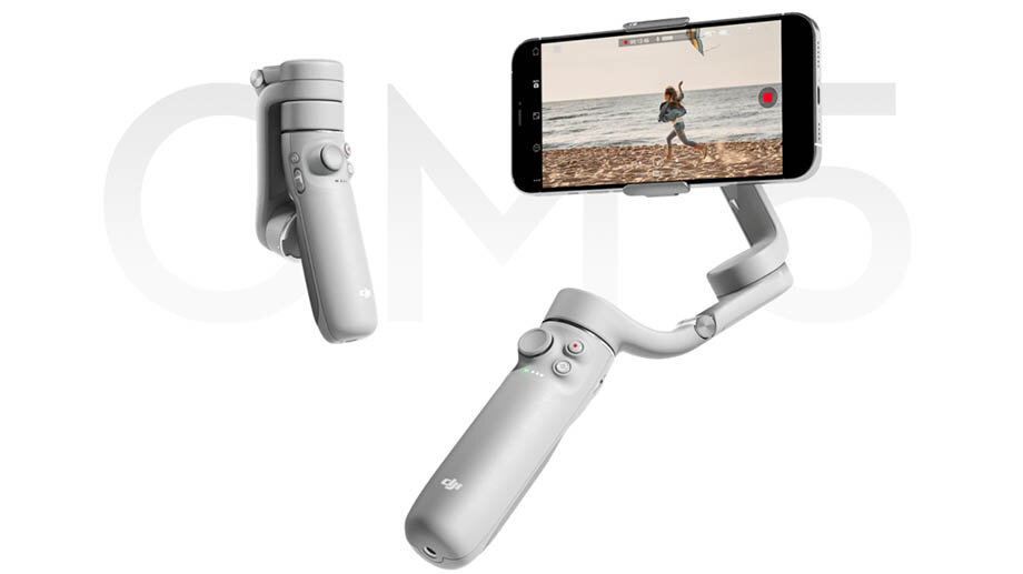 DJI Osmo Mobile 5 в сложенном и рабочем положениях