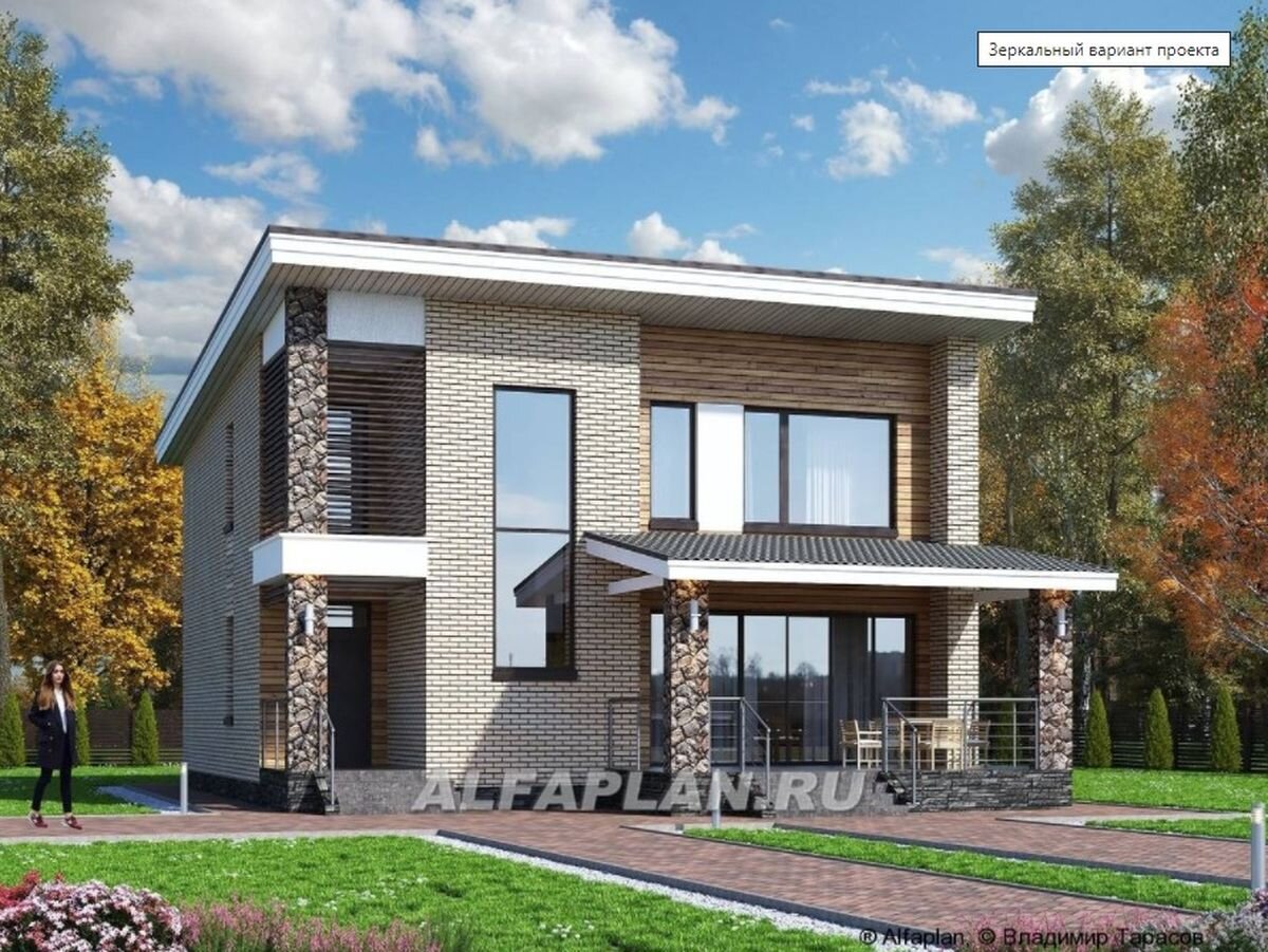 Проект загородного дома "Эрго" 930А, зеркальный вариант планировки дома. 
