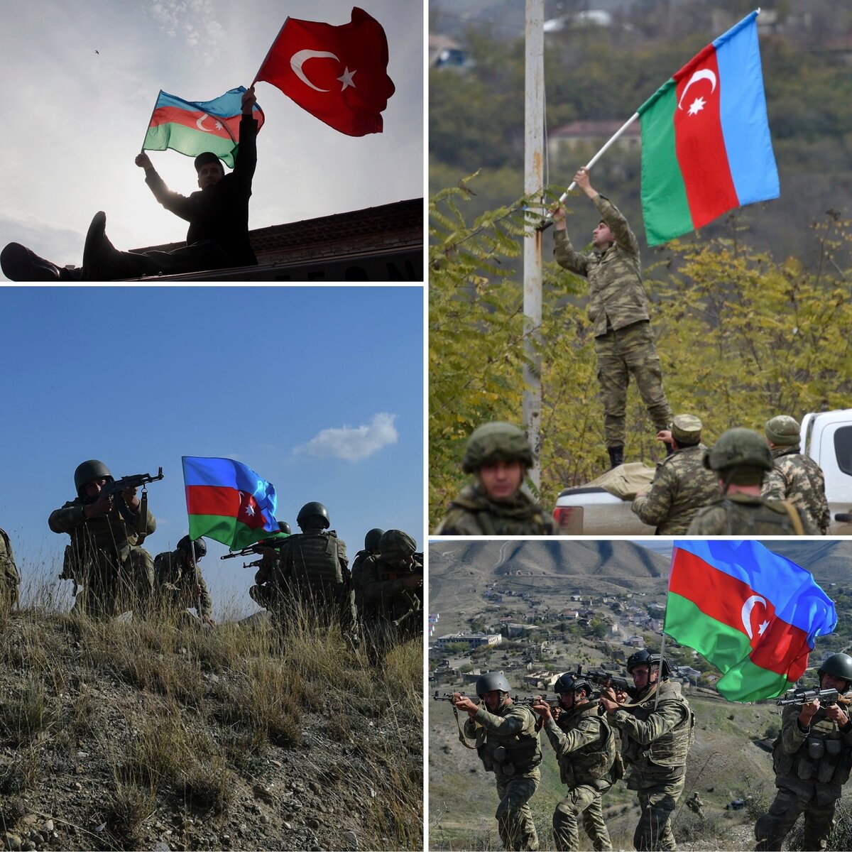 Флаги Азербайджана и Турции над Карабахом
