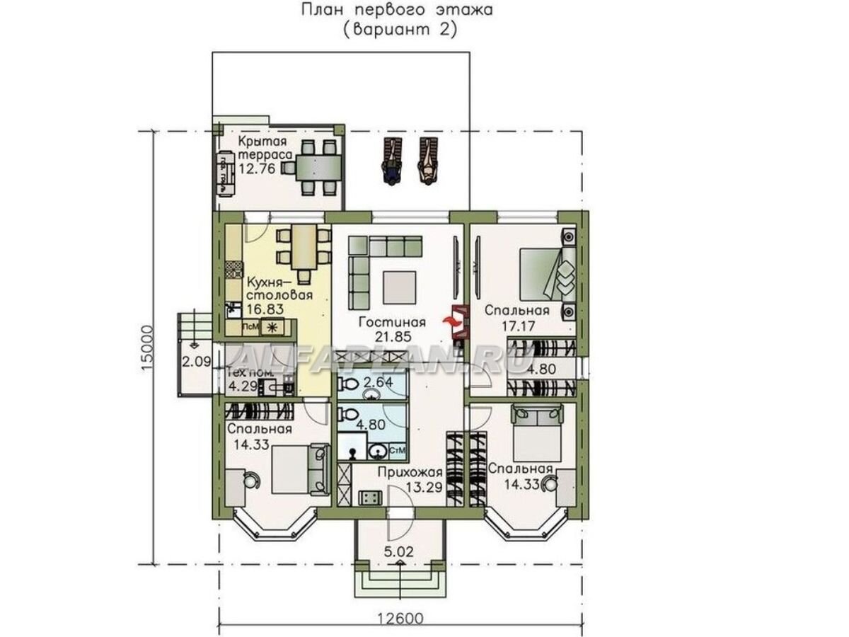  3. Планировка дома по проекту 322А
