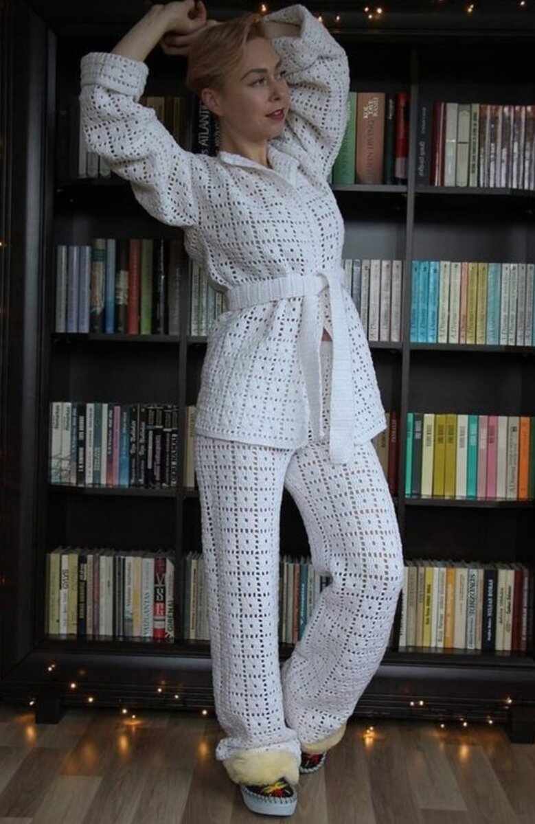 вязаная пижама женская. пижамы крючком. шикарные пижамы для дома. вязаная пижама. пижамы крючком.