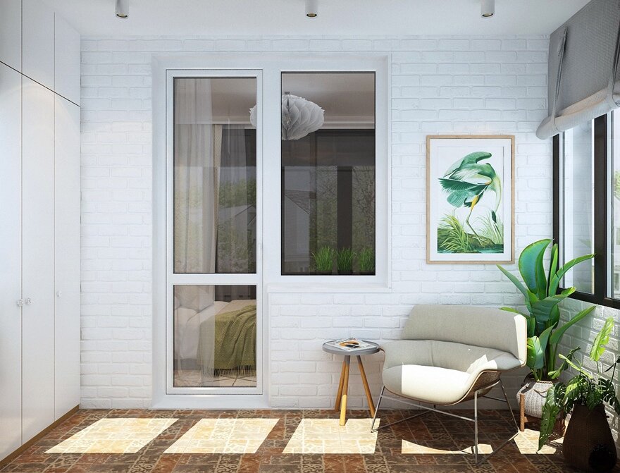 Просто, но со вкусом. Прямоугольная сканди-студия с интересными решениями