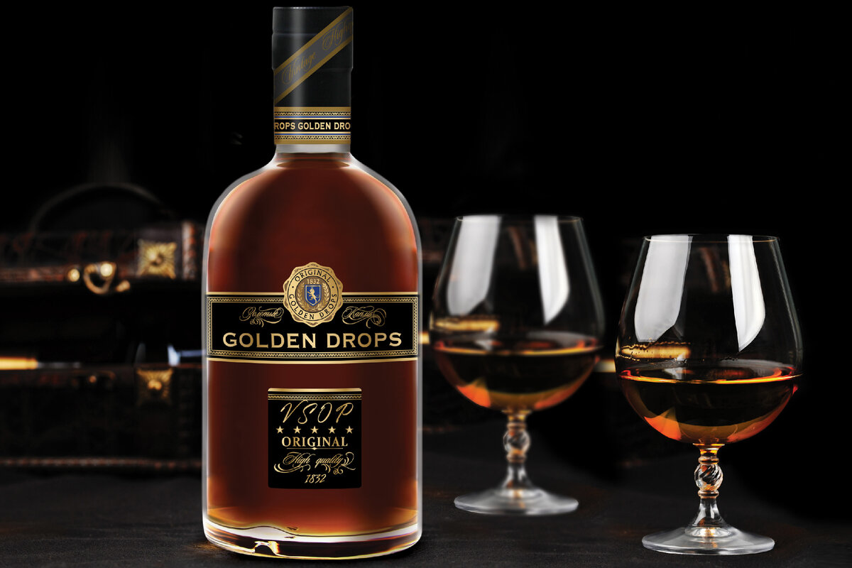 Коньяк Golden Drops наполнен обволакивающими пряными и шоколадными тонами