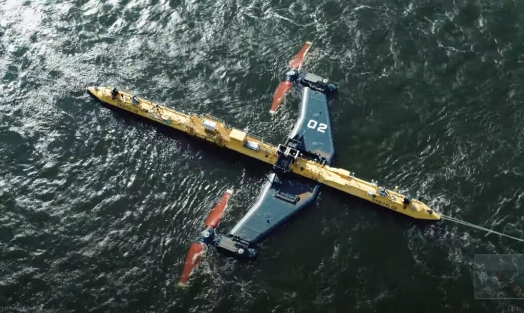 Фото: Приливная турбина. Скриншот с видео Orbital Marine Power Ltd