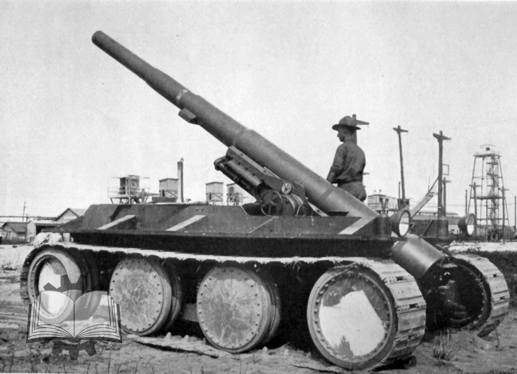 Christie Experimental S.P. Field Mount for 155 mm GPF Gun на испытаниях, осень 1919 года.