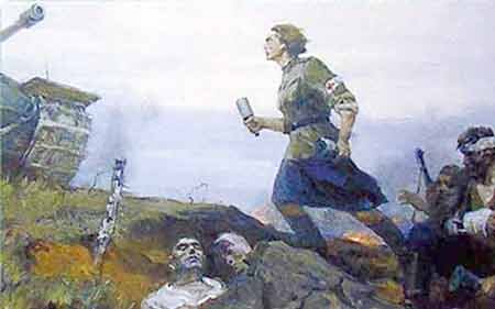 Художники изобразили подвиг Валерии Гнаровской в картинах. С сайта slavmir.tv