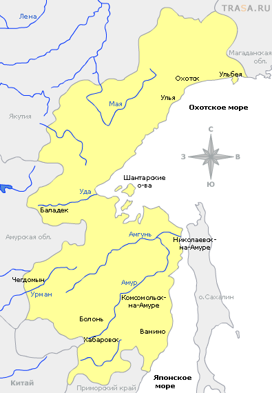 Карта рек хабаровского края подробная