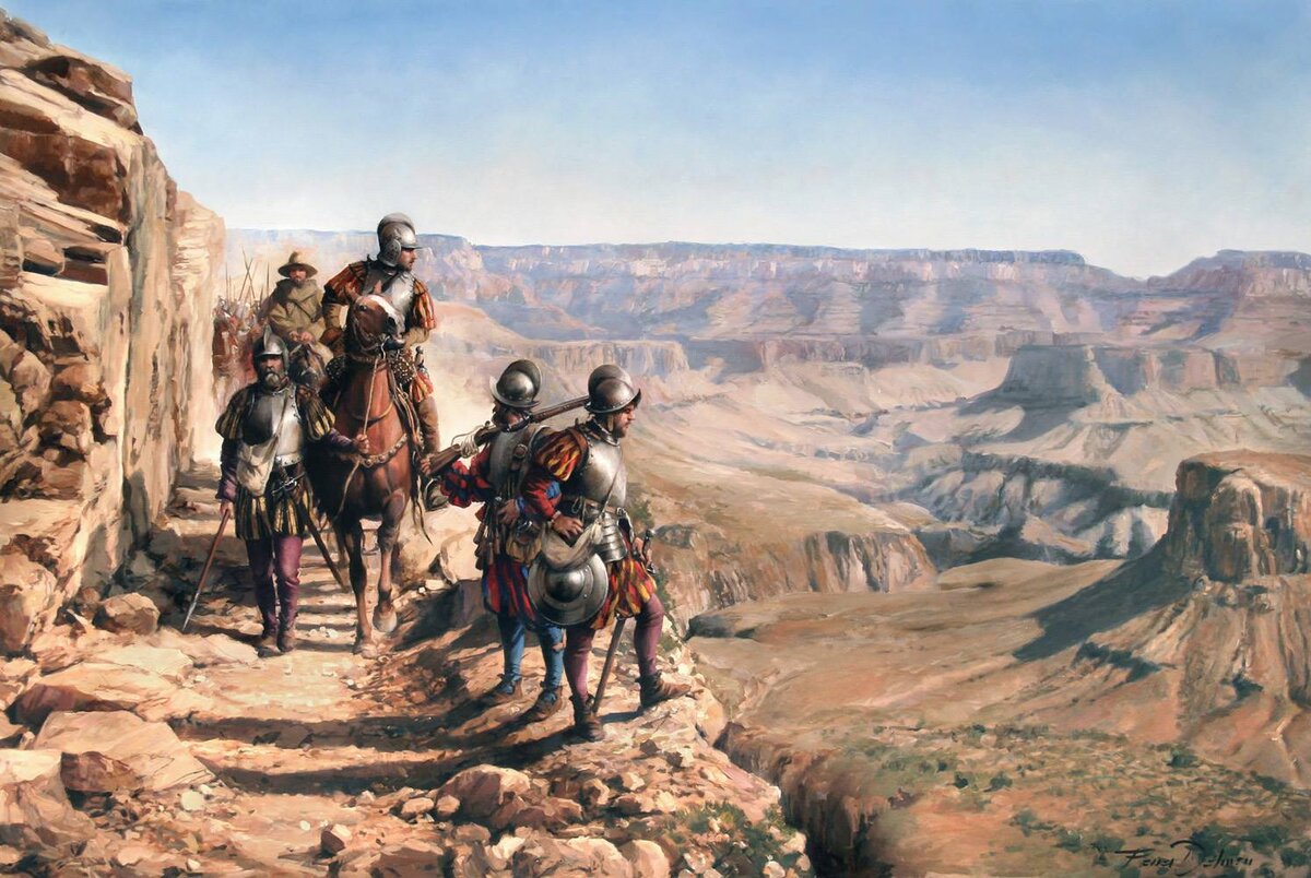 Конкистадоры в Америке. Иллюстратор: Augusto Ferrer-Dalmau