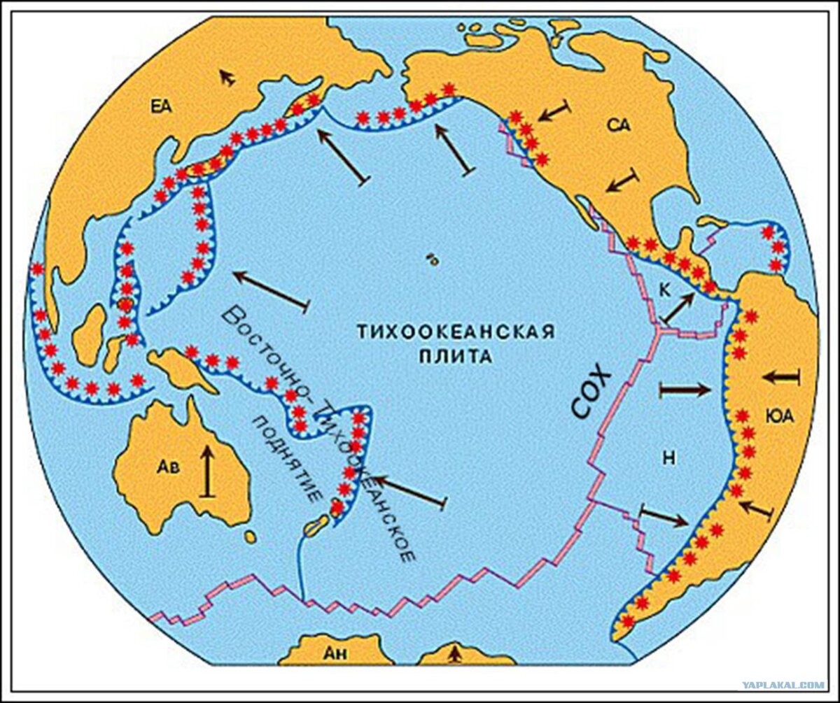 Тихоокеанская литосферная плита на карте