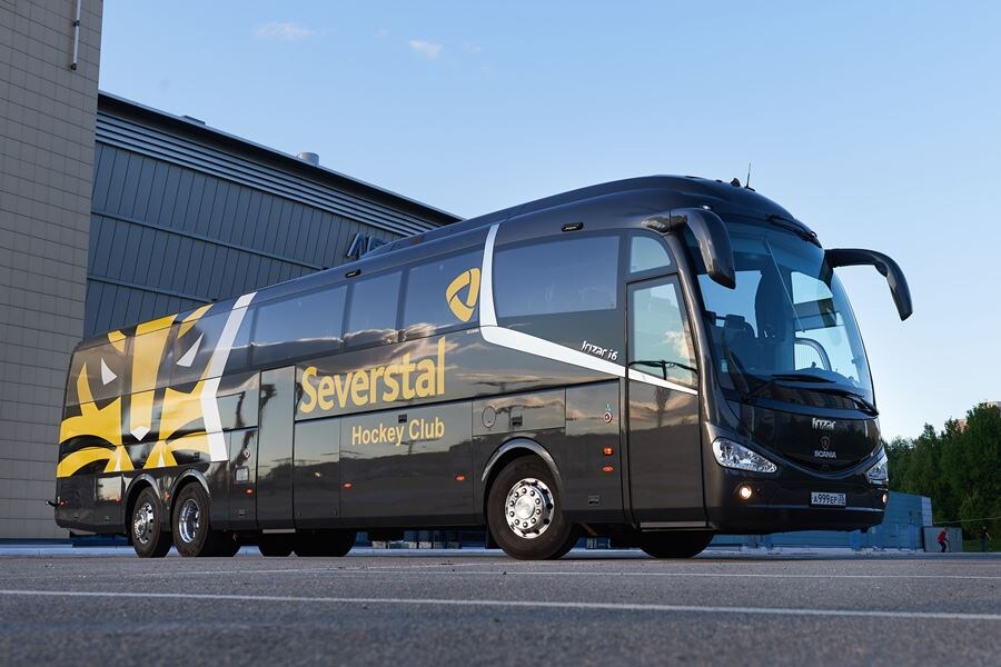 Хоккейный клуб «Северсталь» пополнил новый премиальный «игрок» - Scania Irizar I6 K440EB
