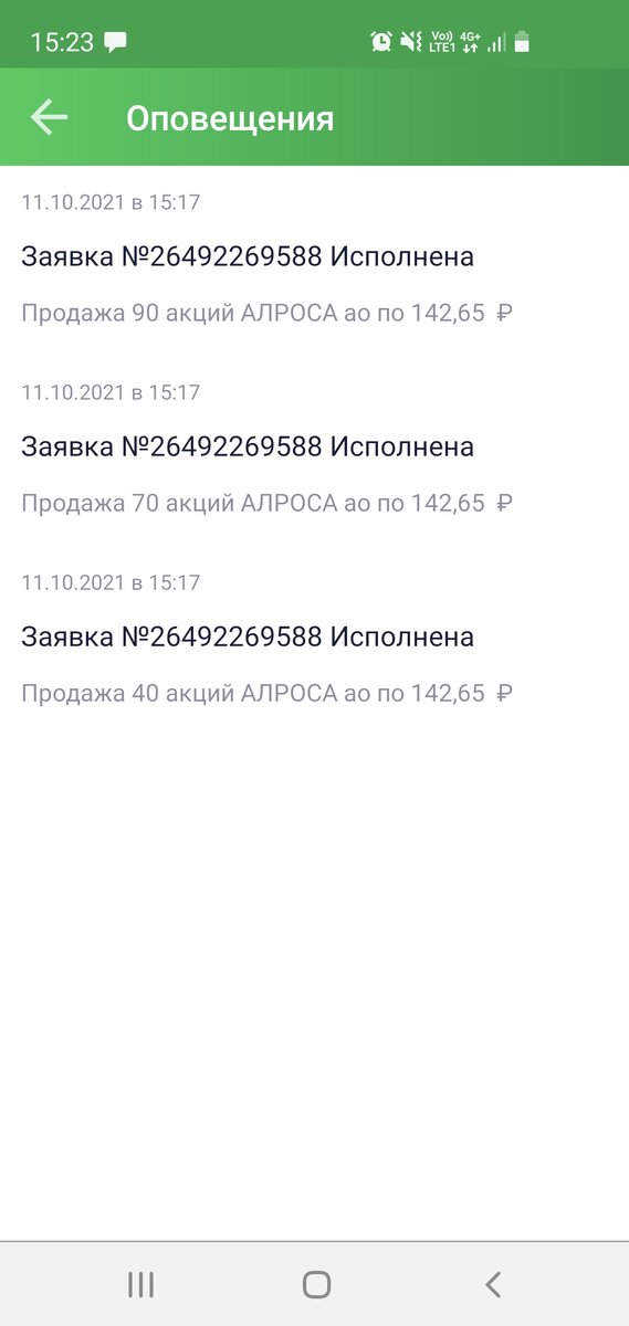 Данные о проданном-купленном лоте из 200 акций Алросы с ИИС автора.