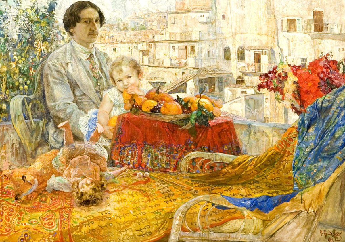 Исаак Бродский. "Автопортрет с дочерью"