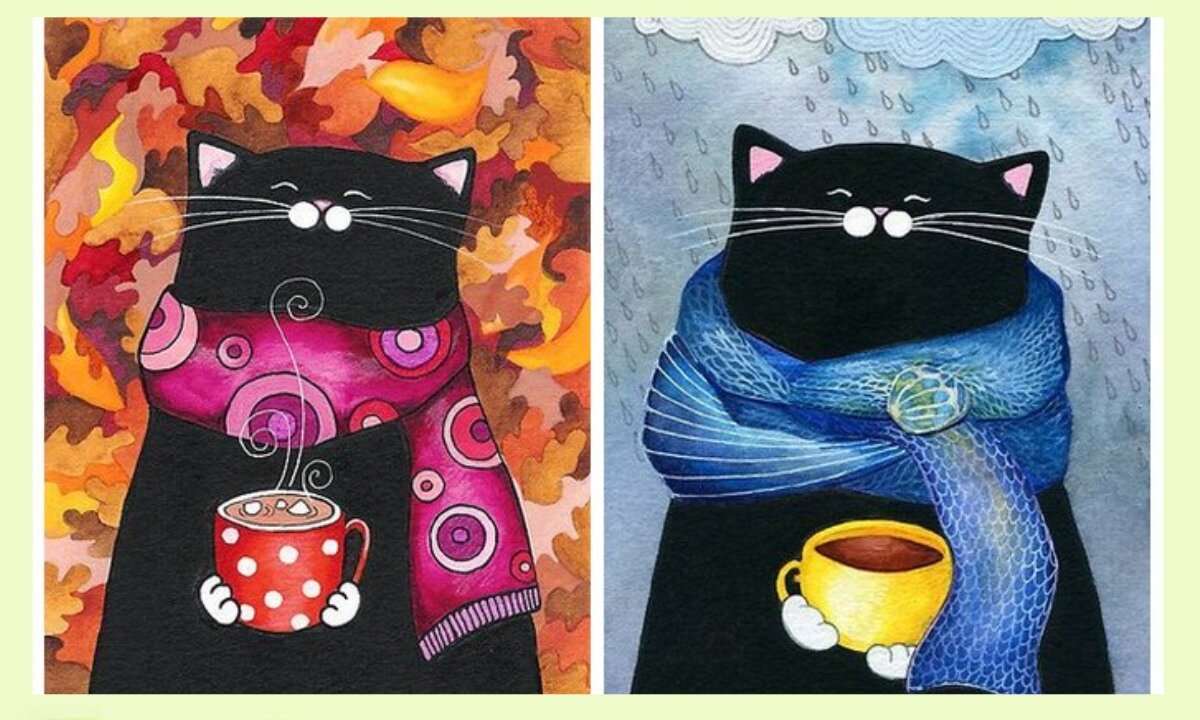 Черный кот в шарфике