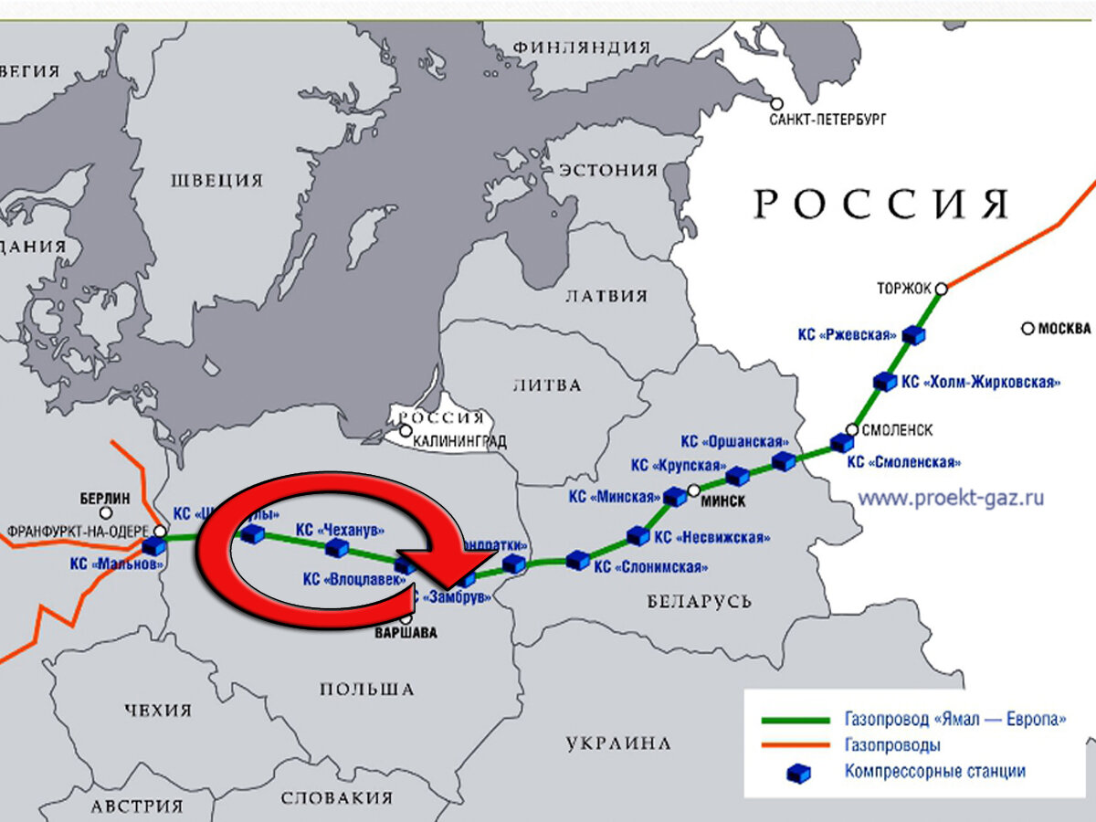 Карта газопроводов в европу