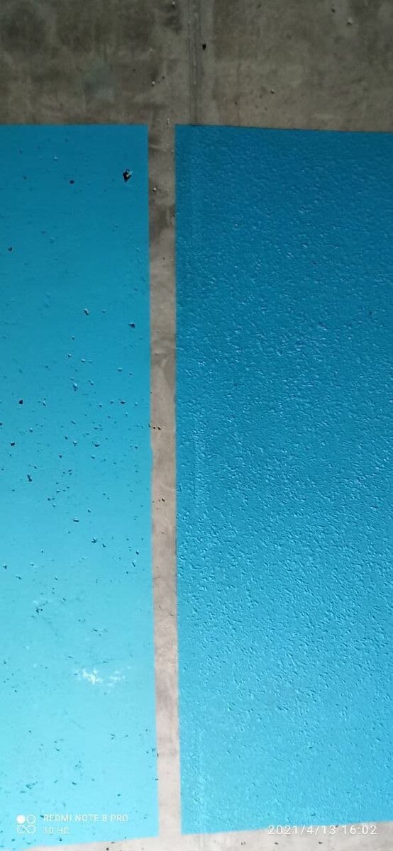 Покраска и фактура, полученная с помощью  выравнивающей шпатлевки Hardflat